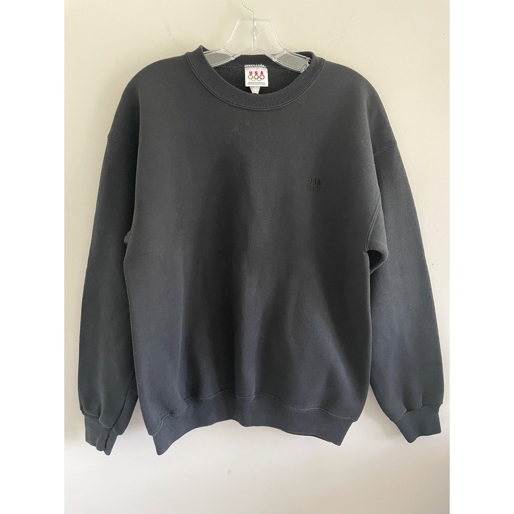 Vintage USA Olympics Crewneck Sweatshirt‎ Large Black Embroidered 90s Sportswear